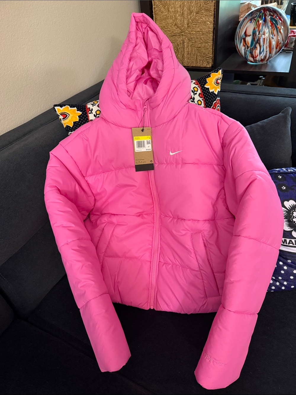 Nike Women’s Hot Pink Puffer Jacket with Hood
